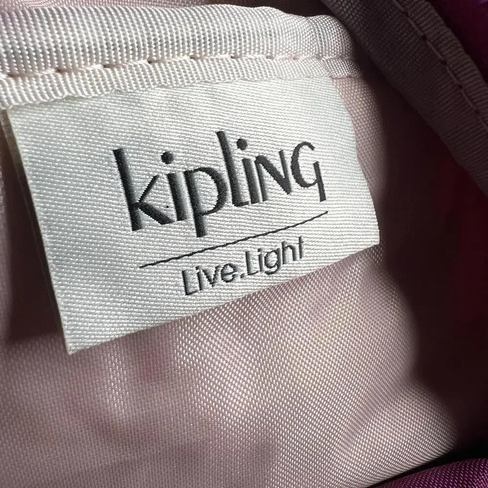 Kipling Backpack Pink Purple Print Girls School Bag Hello Hearts Stars Live.Ligh